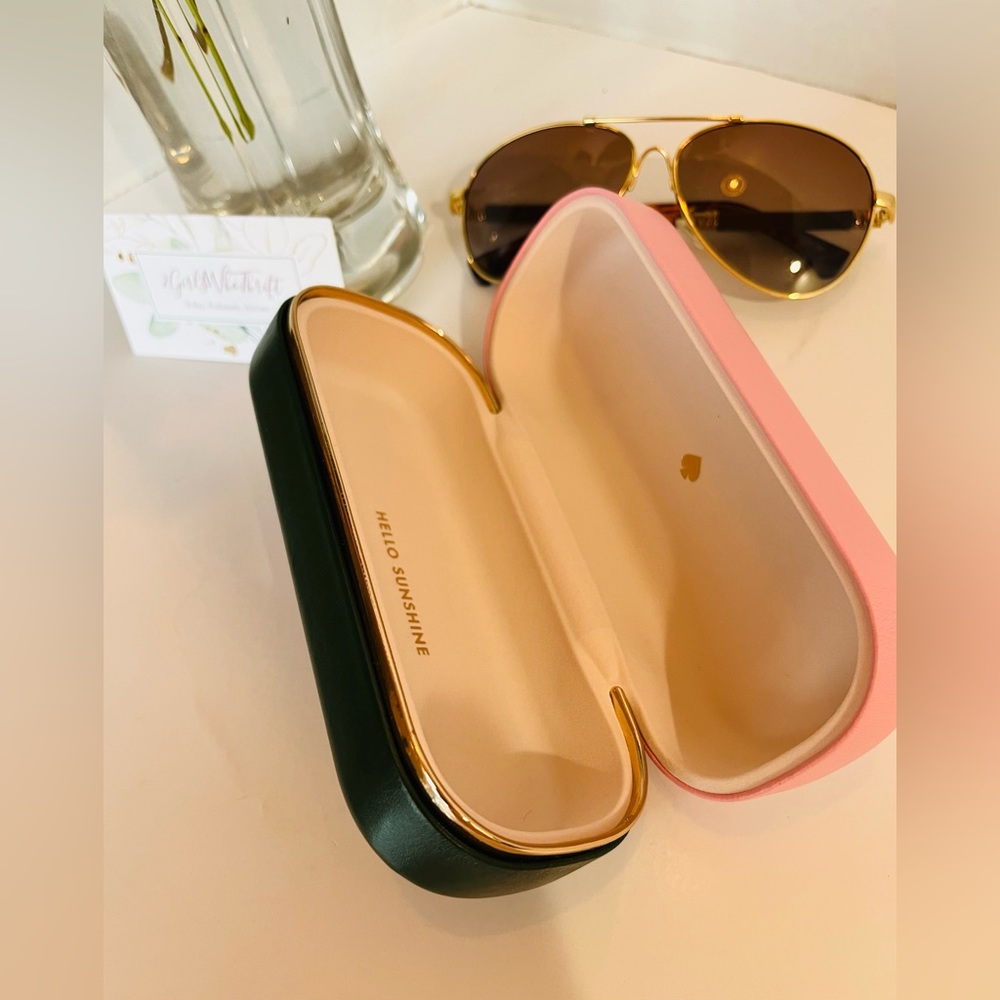 KATE SPADE Sunglass/Eye Case “Hello Sunshine”Pink/Green/Rose Gold - Picture 2 of 11